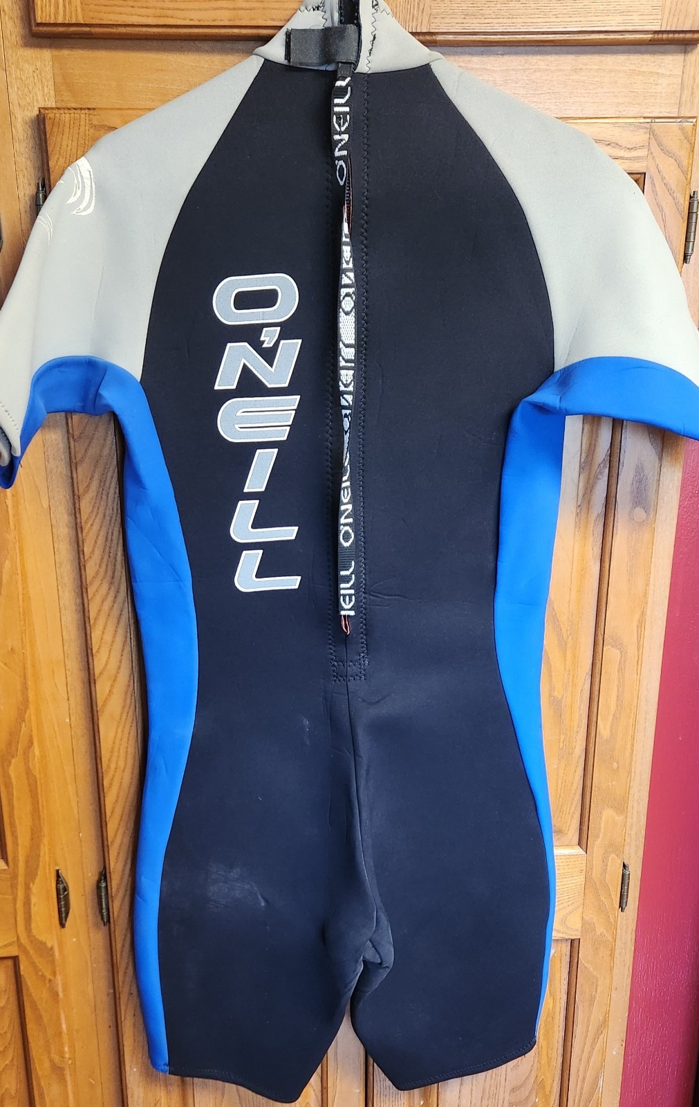 O”NEILL Reactor 2/3 WetSuit XL #7157 USA MADE Vintage Black Blue Gray Back Zip