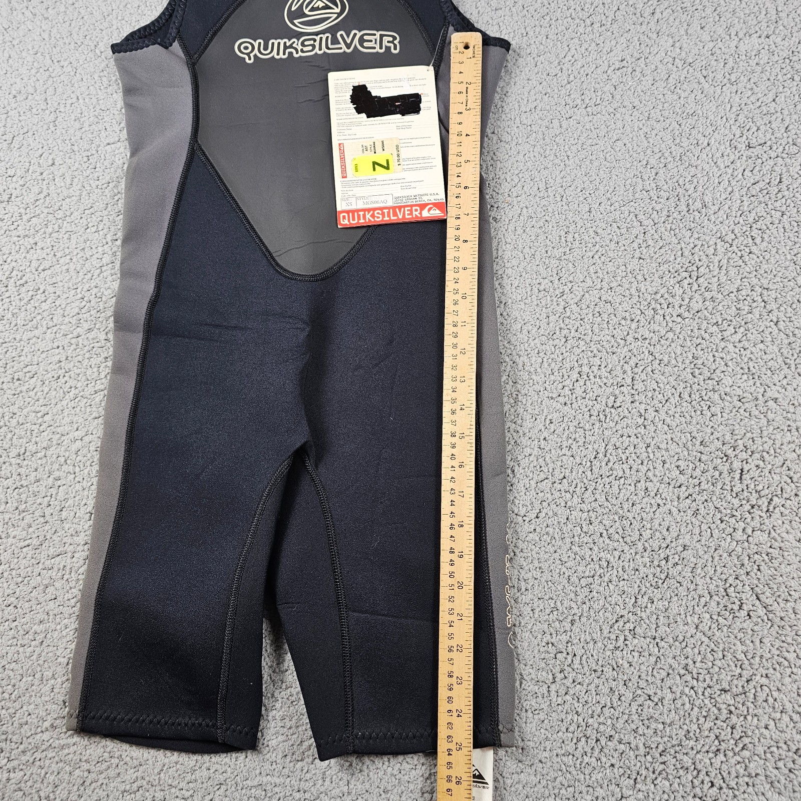 Quicksilver Wetsuit Youth XS Black Gray GS210 Back Zip Sleeveless Shorts NWT