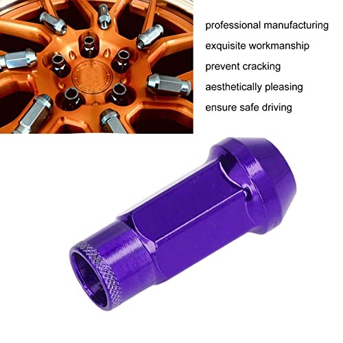 20PCS M12x1.25 Wheel Lug Nuts, for, Chrome Plated Steel, Hex Design, Purple