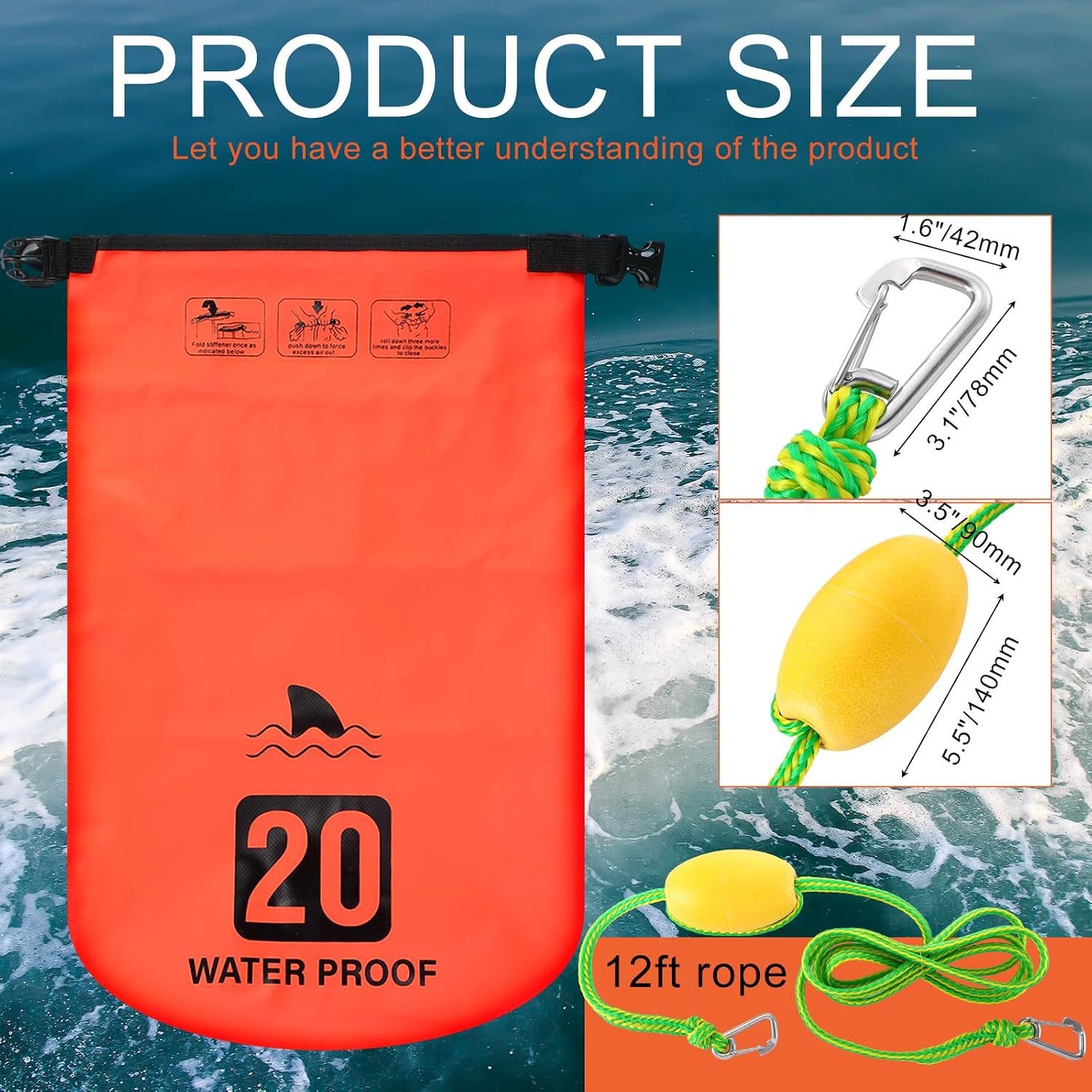 2 Set 20L Sand Anchor Heavy Duty Buoy Kit 2 in 1 Kayak Anchor Floating Waterproo
