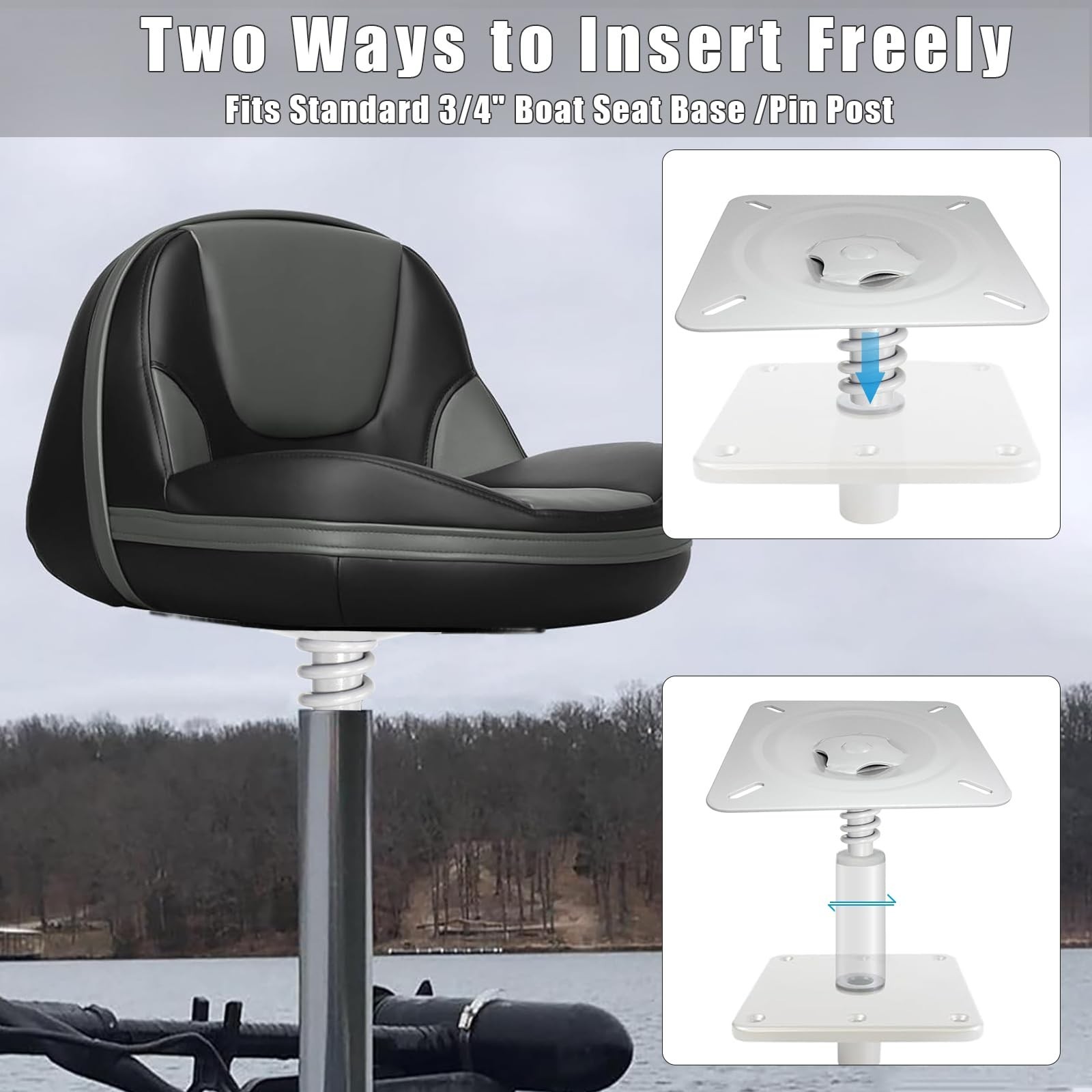 Boat Seat Base Pedestal Boat Seat Pin Mount Plated for 3/4″ Marine Pedesta