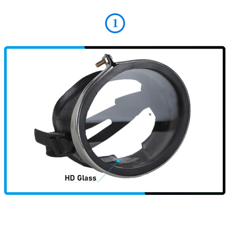 Freediving Mask Stainless Steel Oval Shape Rubber Mask Diving Goggles