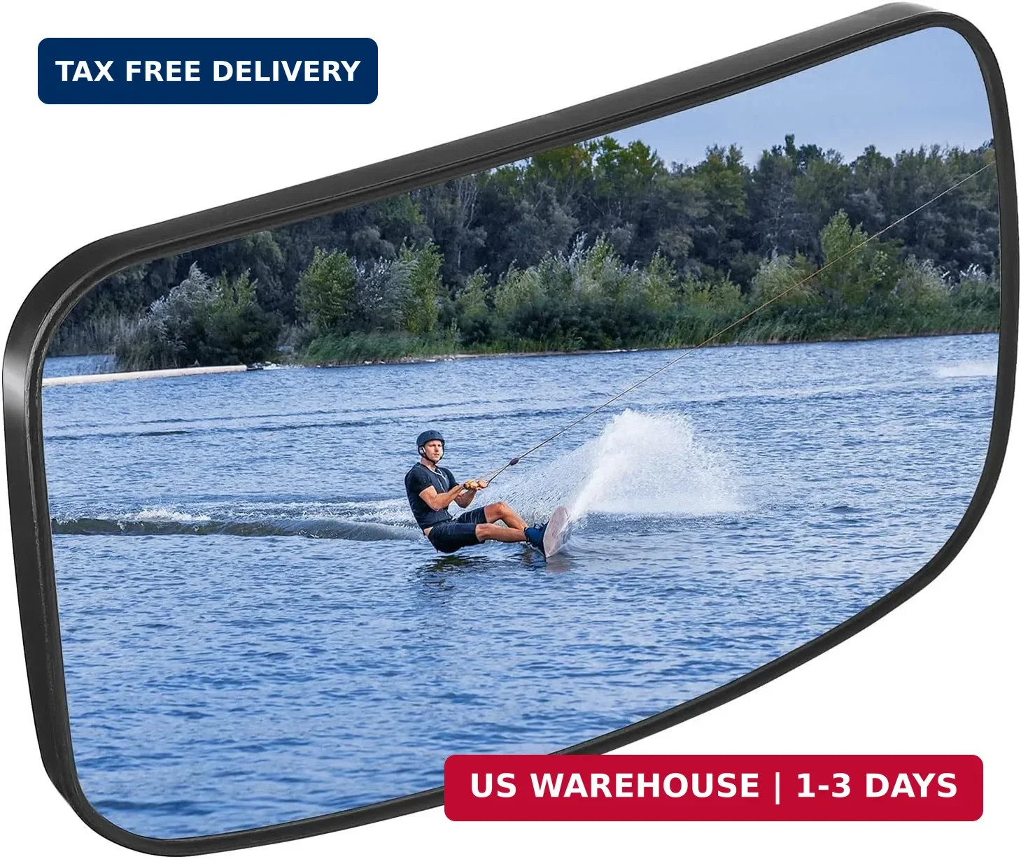 KEMIMOTO Boat Rear View Mirror, Upgrade Marine Mirror with 300° Curved Surface,