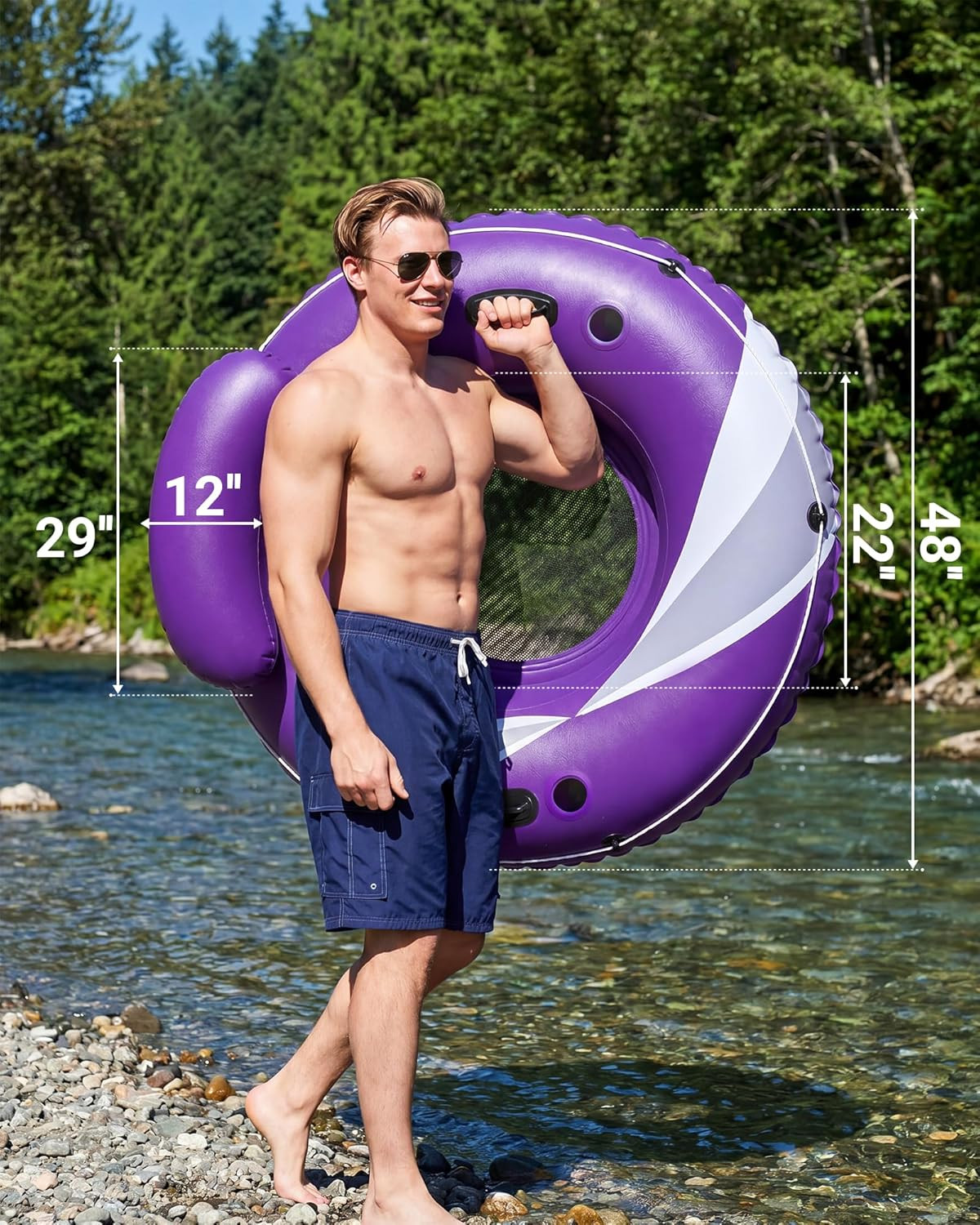 River Tube for Adults, 48‘’ Tube for River Floating, Heavy Duty River Tube for B