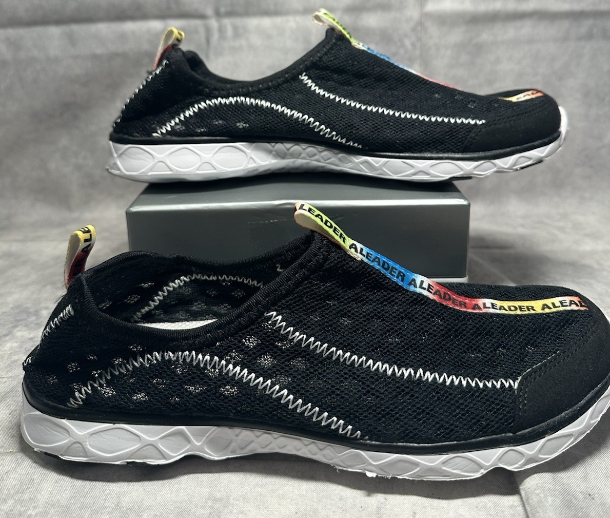 ALEADER Water Shoes Womens Size 8 Black Slip On Aqua Beach Swim Shoes NEW
