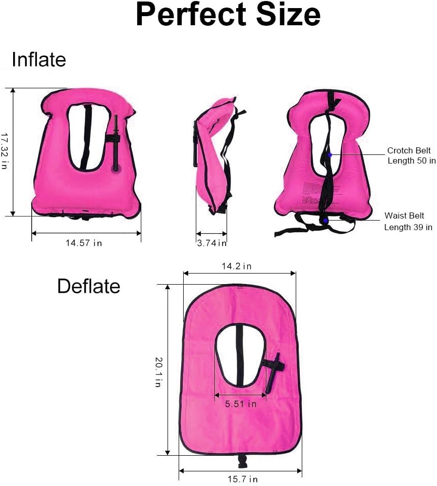 Rrtizan Kids 2 Pack Inflatable Snorkel Vest for Kids Adjustable Straps 110 lbs