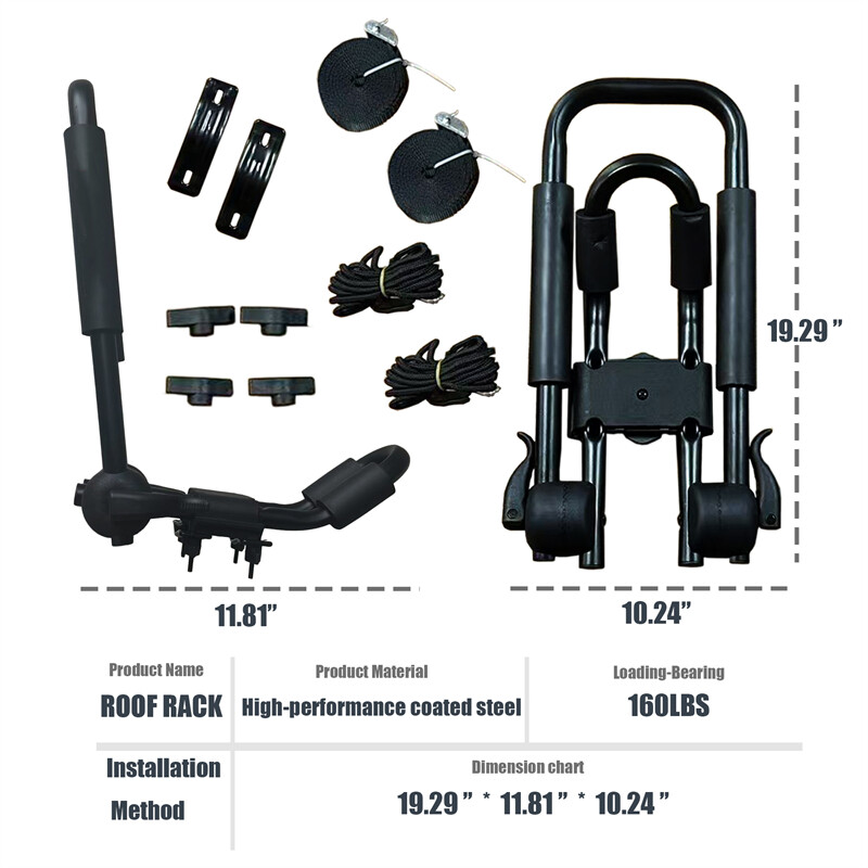 2pcs Kayak Roof Rack Carrier Boat Ski Surf Roof Mount Car Cross J-Bar Rack