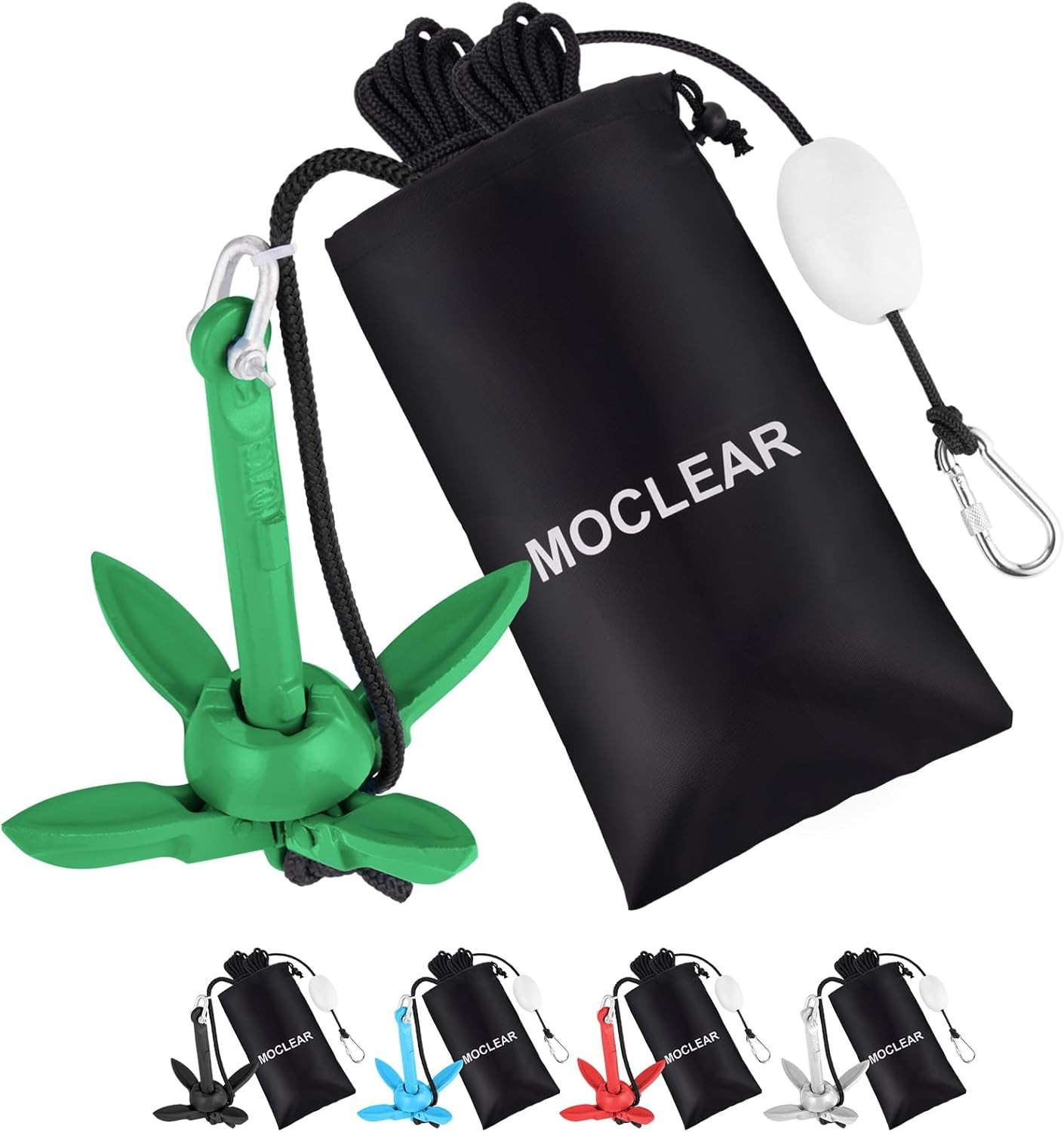 Moclear Kayak Anchor Kit 1.5/3.5 lb Compact Folding Grapnel Anchor Kayaks