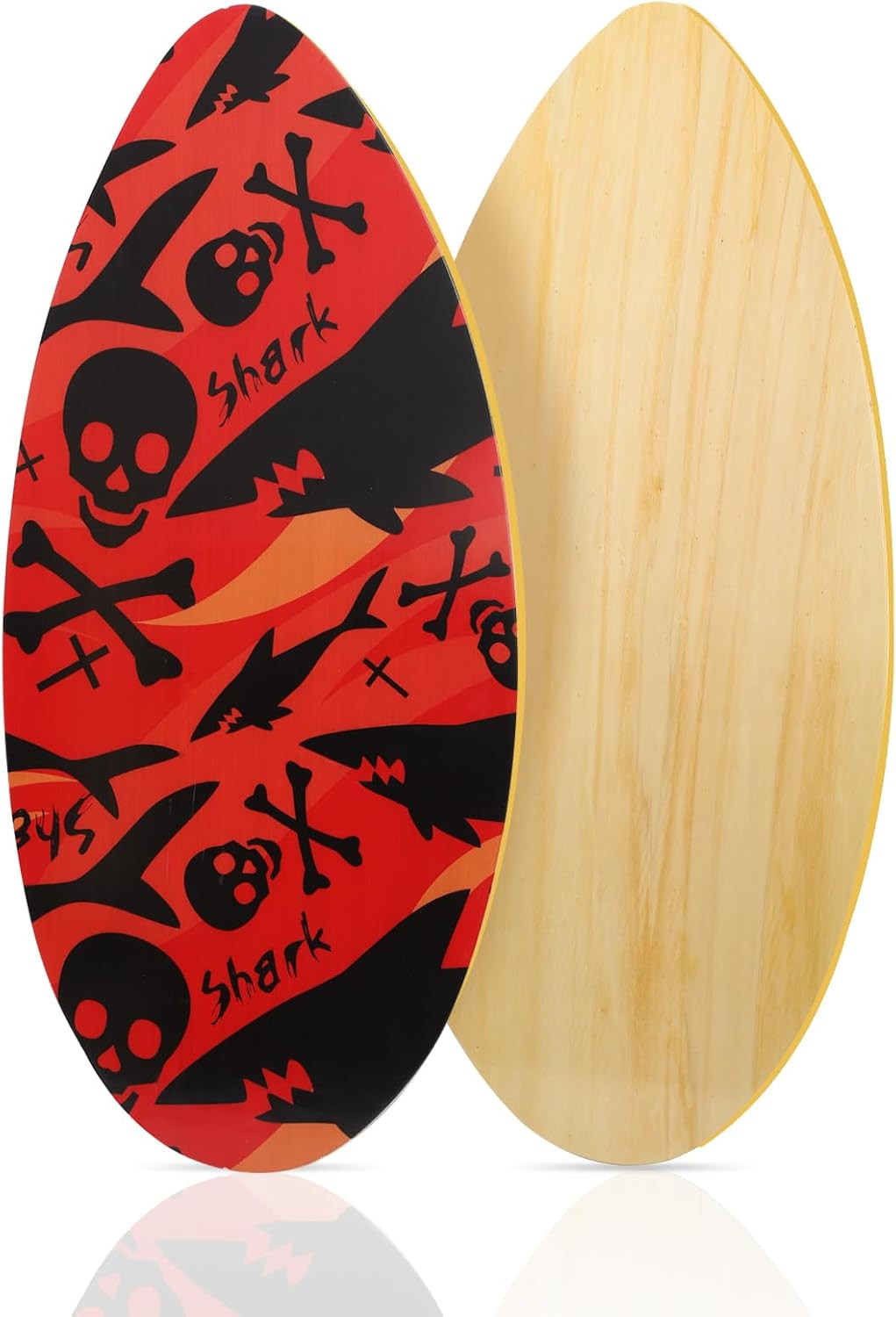 Skimboard 35 Inch Skim Boards for Beach Adults ＆ Kids, High Gloss Coat Wooden Sk