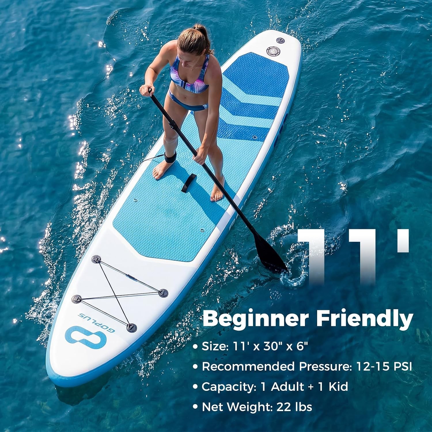 Inflatable Stand Up Paddle Board 11FT SUP W/ Accessory Pack Adjustable Paddle