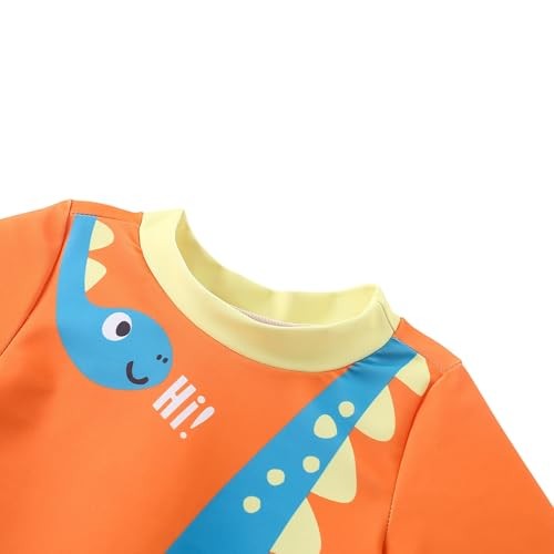 Toddler Boy Swimsuit 3 Piece Boys Swim Set Short Sleeve Boys Swim 3-4T Orange