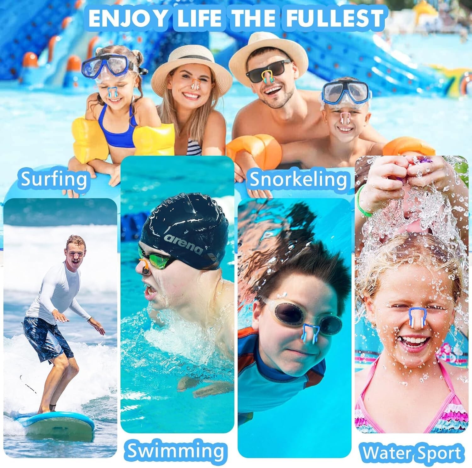 Swimming Nose Clip – 𝟭𝟬 𝗣𝗮𝗰𝗸𝘀 Nose Plugs for Kids(Age 7+), Swim Nose Clip