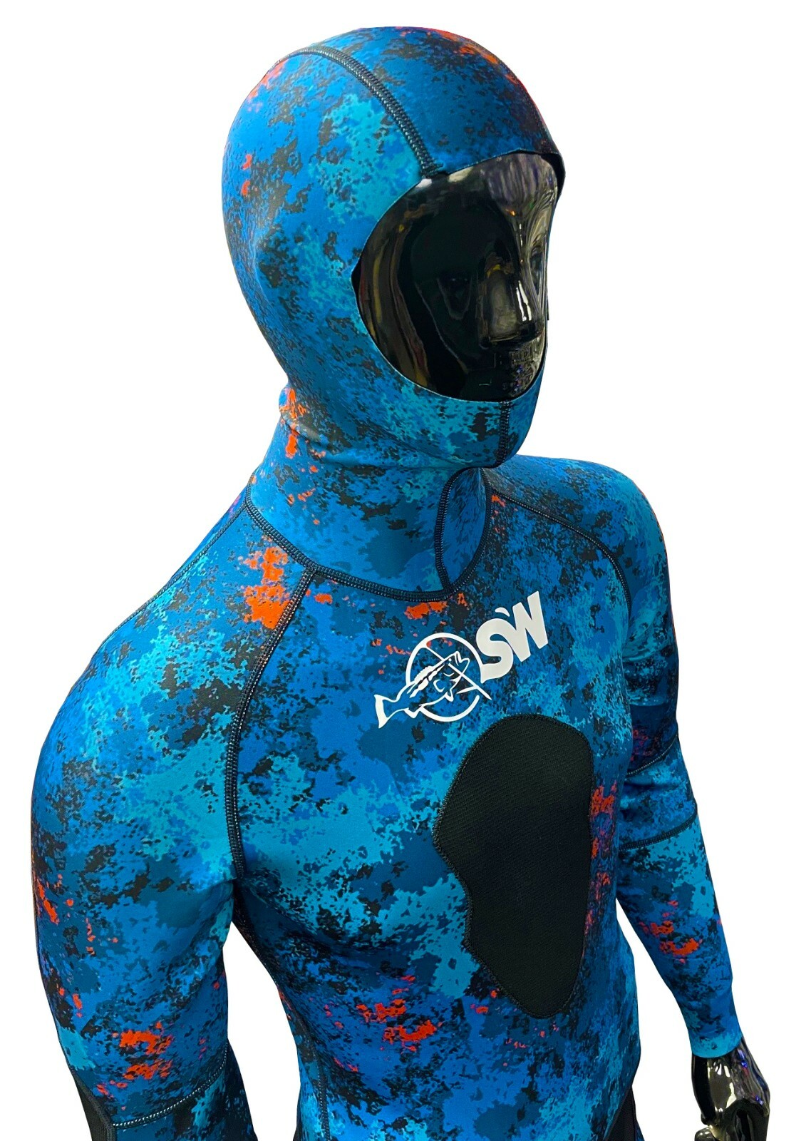 Spearfishing World 1mm Stretch Neoprene 2-piece Wetsuit for Men Blue Camouflage