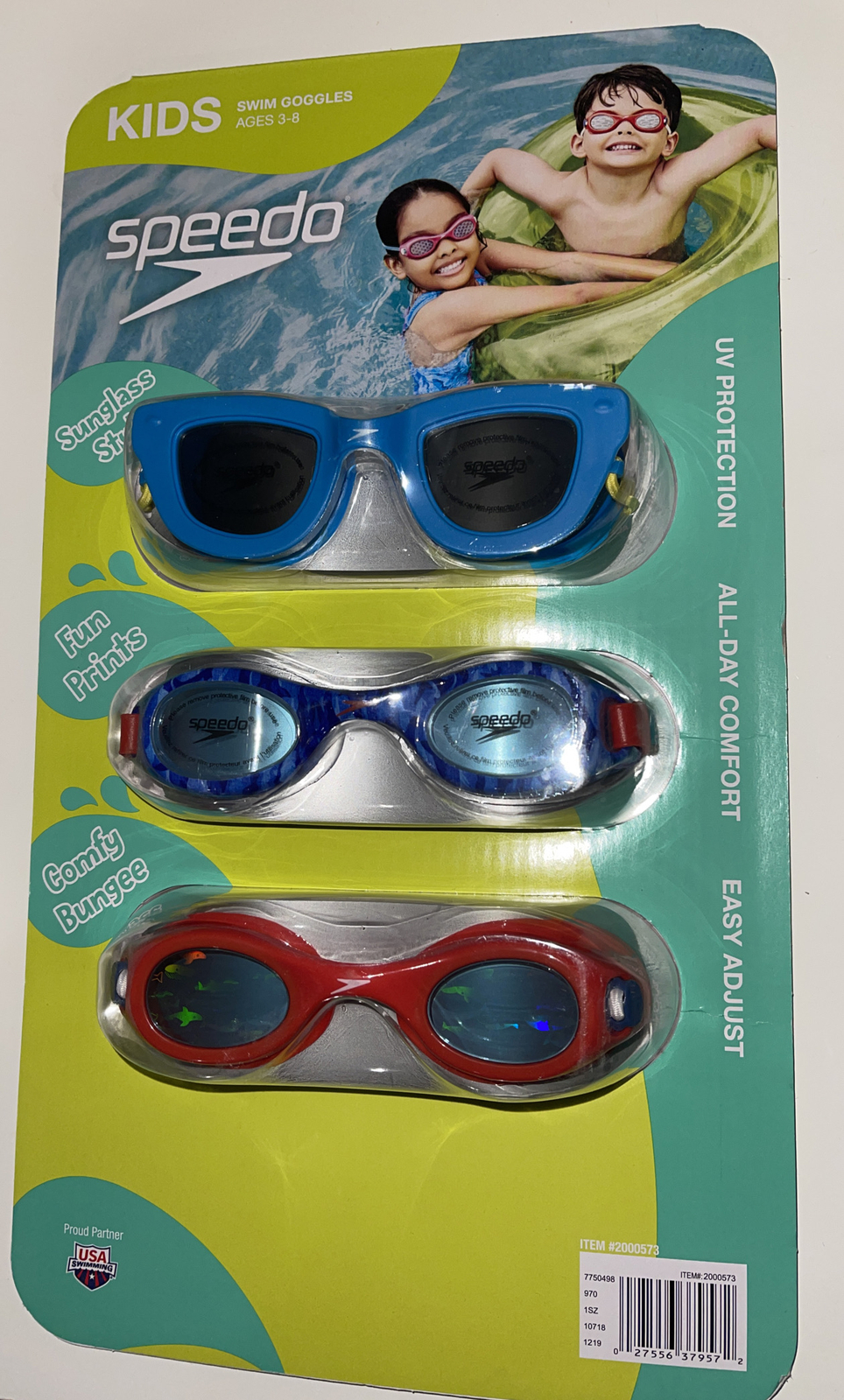 Speedo Kids Ages 3-8 Unisex Swim Goggles 3-pack Brand New Sealed.