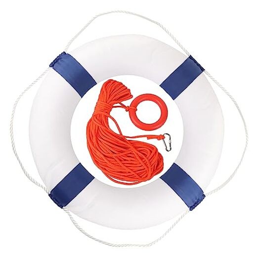 Calvana 20″ Foam Life Preserver Ring with 98.4ft Floating Lifesaving 1pack blue