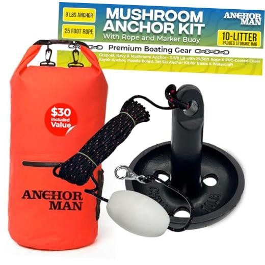 3.5lb, 5lb, 8lb Folding Kayak 8 LBs Anchor 25 Feet Rope 10L Padded Storage Bag