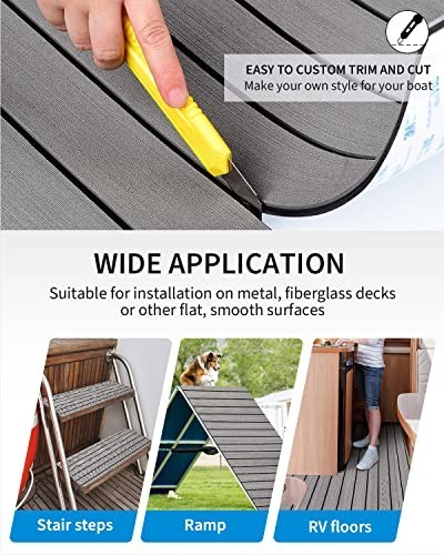 EVA Foam Boat Flooring with 3M Adhesive Backing Marine Self-Adhesive Decking