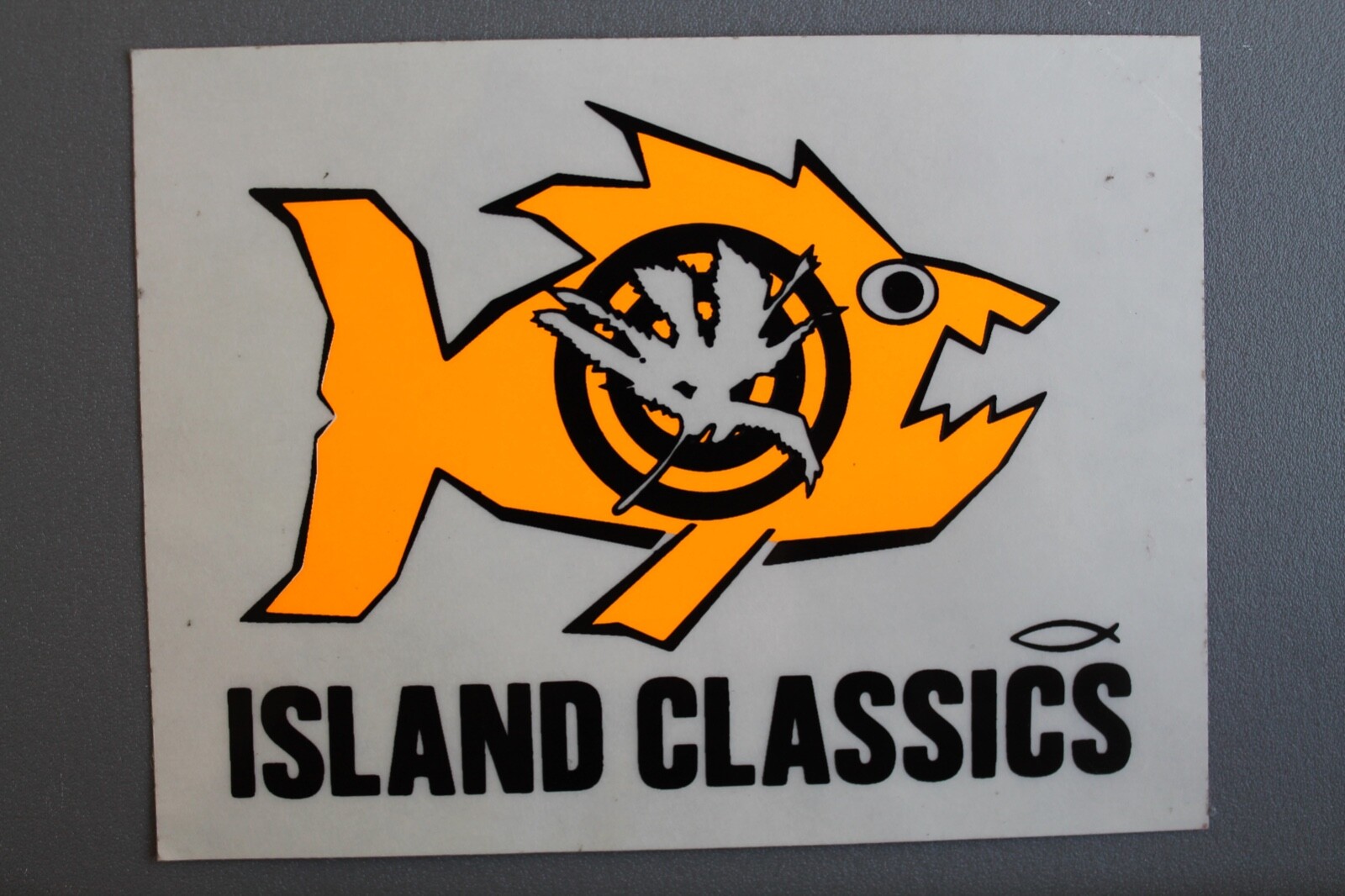 Island Classics Neon Fish Orange Hawaii OG Neon 80s V58B Vintage Surfing STICKER