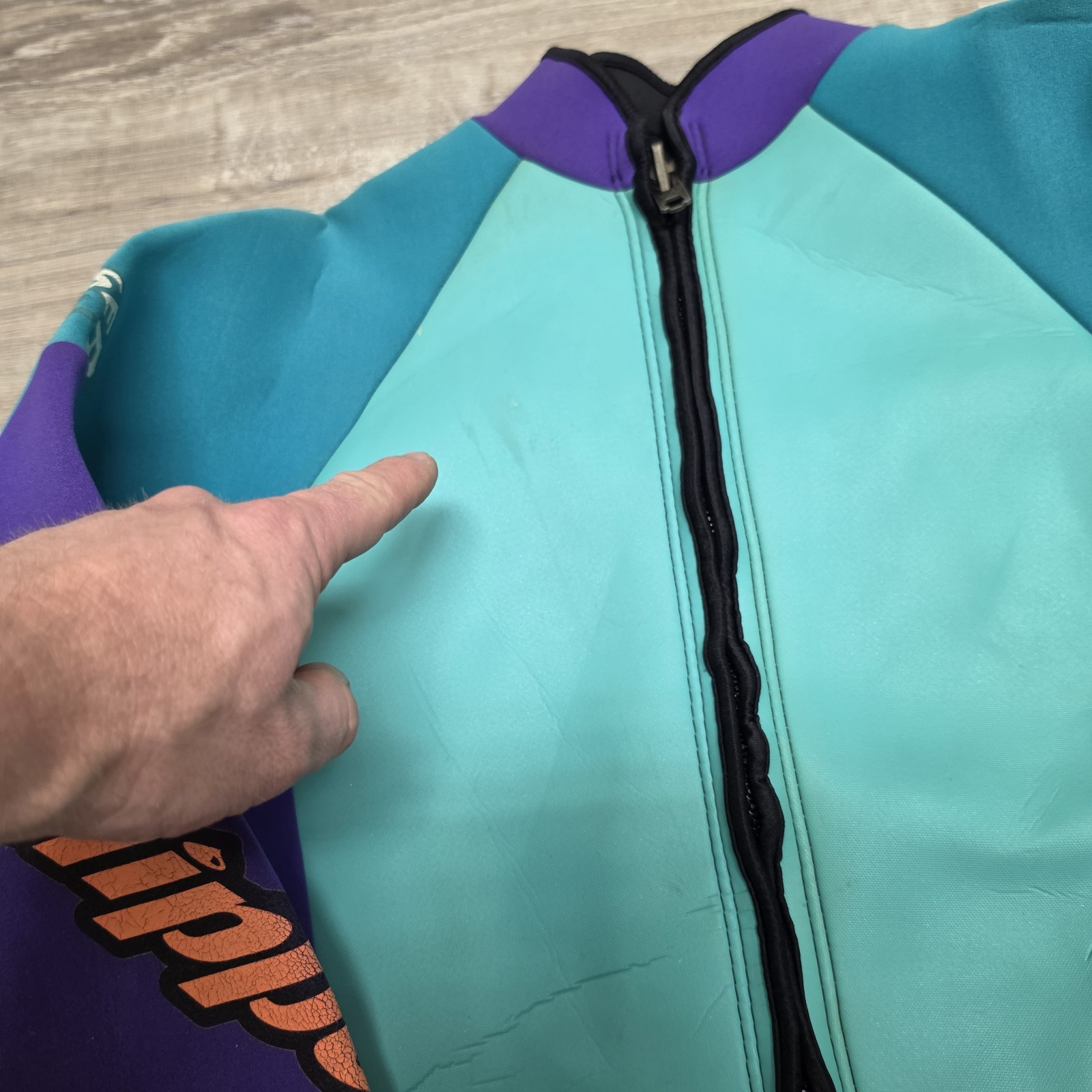 Vintage Slippery USA 2 Piece Wetsuit Set Jacket Farmer John Teal Purple Youth XL