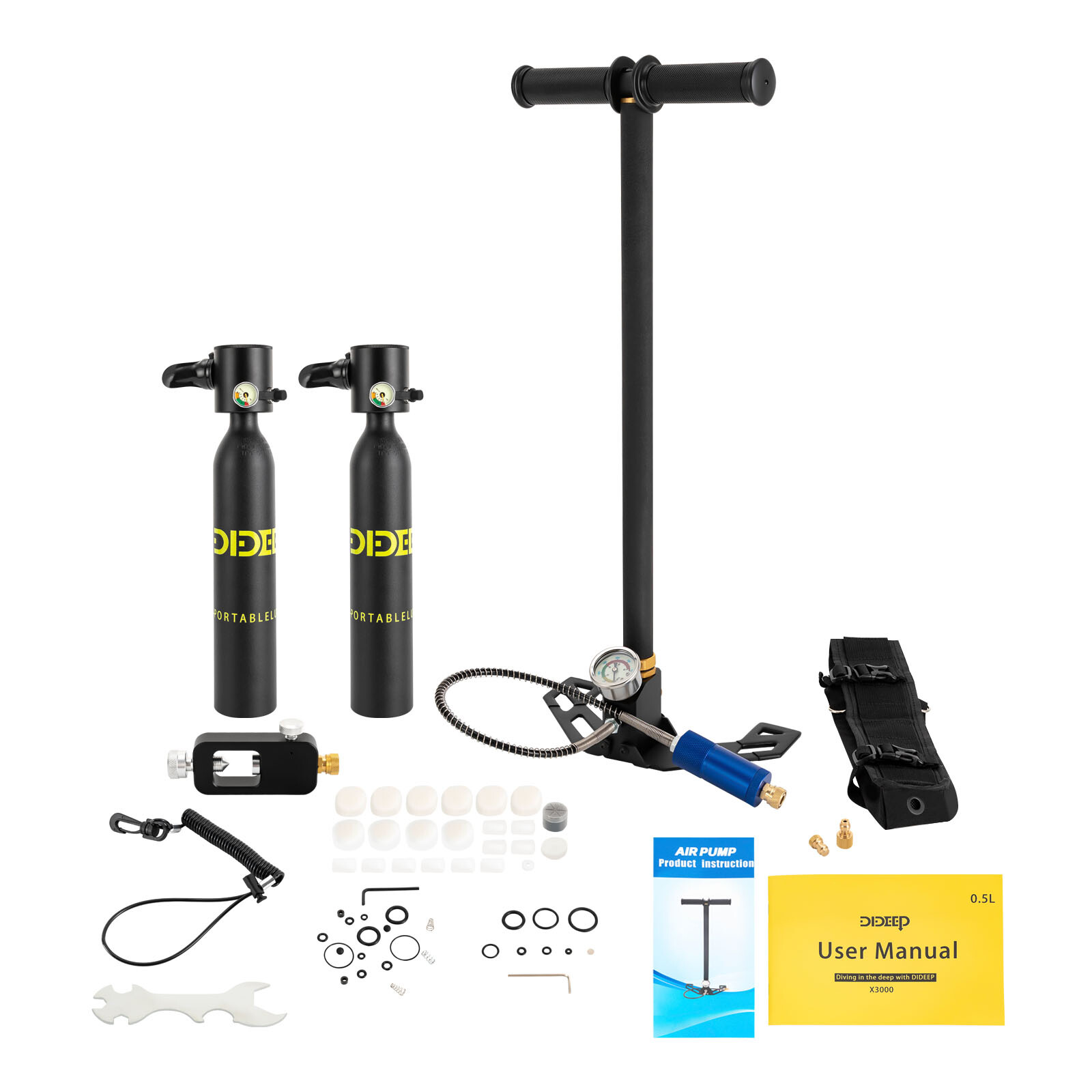 0.5L Oxygen Tank Pump Equipment Underwater Breath 2 * Mini Scuba Diving Case
