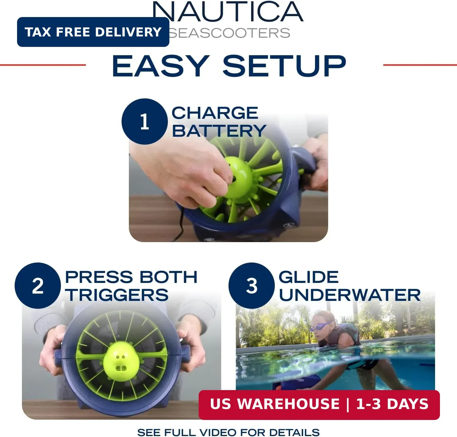 Nautica Guppy Underwater Seascooter for Kids Pool and Snorkeling Play