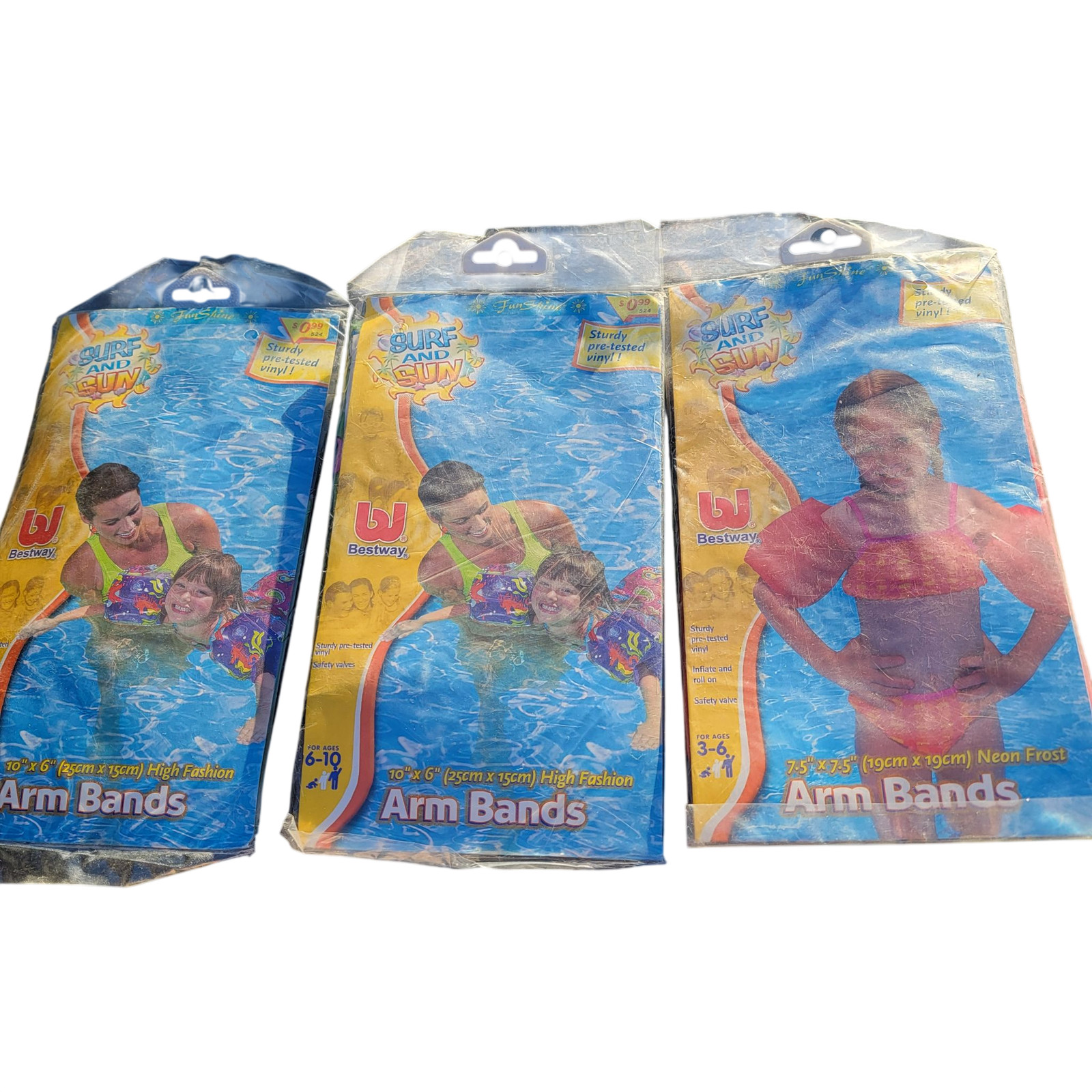 Vintage Arm Bands Kids 3-6 6-10 Inflatable Swim Floaties Surf And Sun