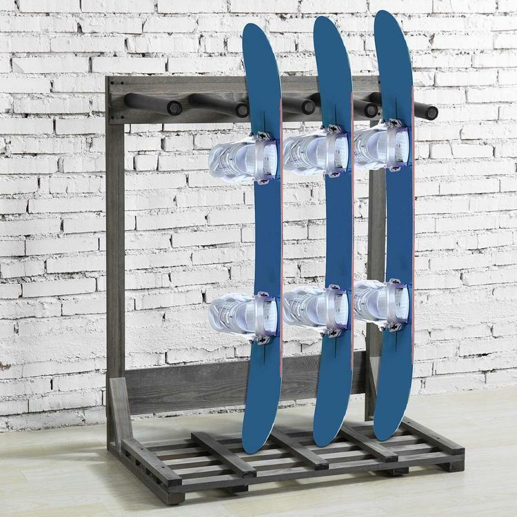 4-Ft Gray Freestanding Vertical Surfboard Storage Rack, Snowboards, Wake Boards