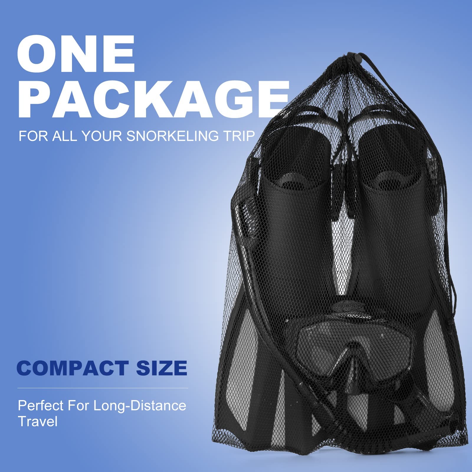 Odoland Snorkel Set, Snorkeling S/M (US Men 4.5-8.5/ Women 5.5-9.5), Black