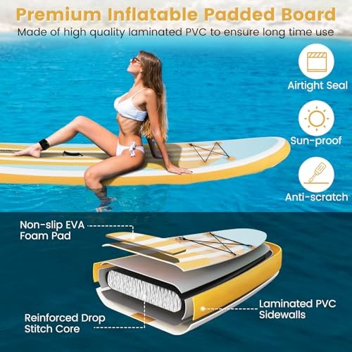 Paddle Board, Inflatable Stand Up Paddle Board with SUP 11FT Stripe