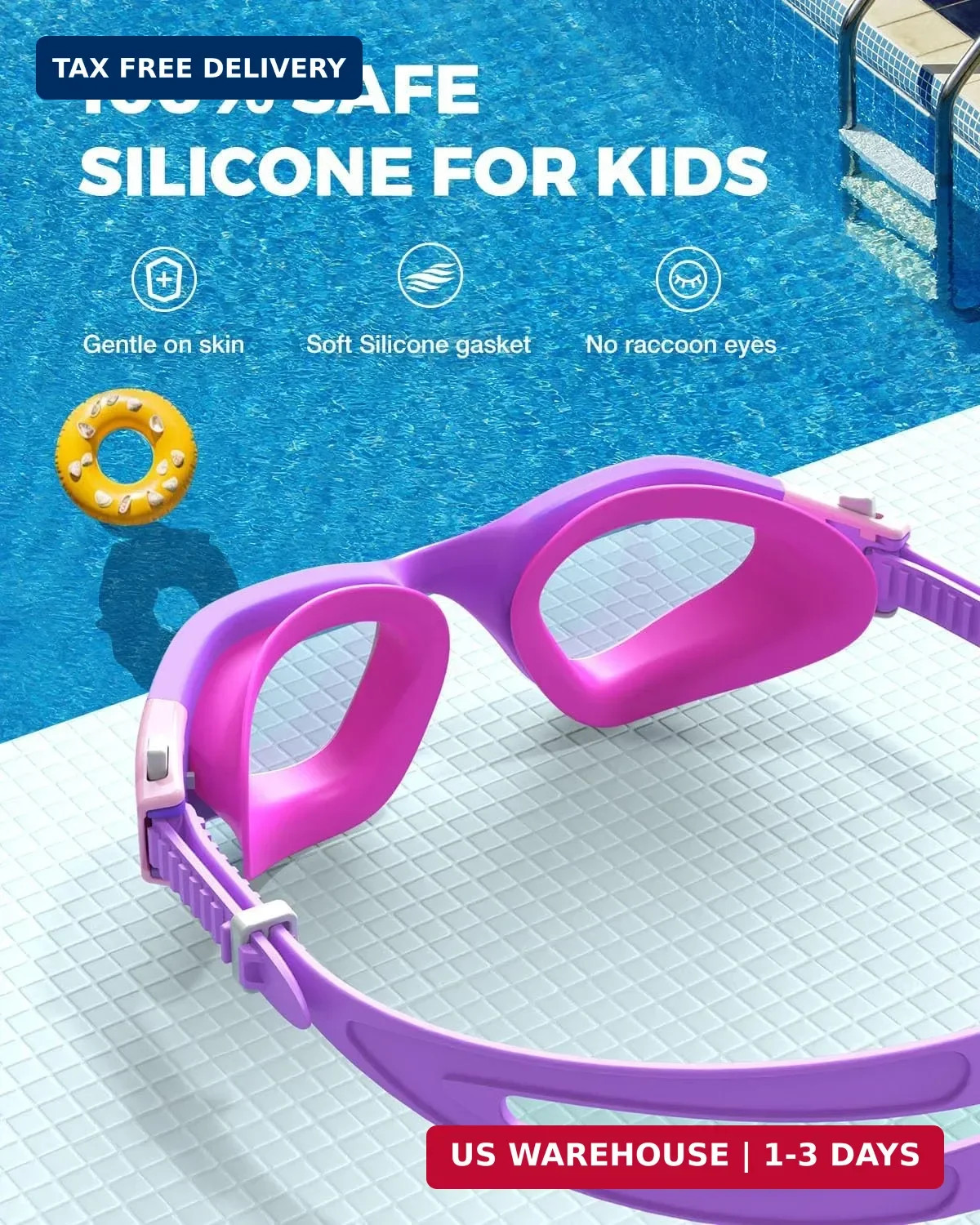 OMID Kids Swim Goggles, P2mini Lite Clear Lens Anti-Fog UV Protection Comfortabl
