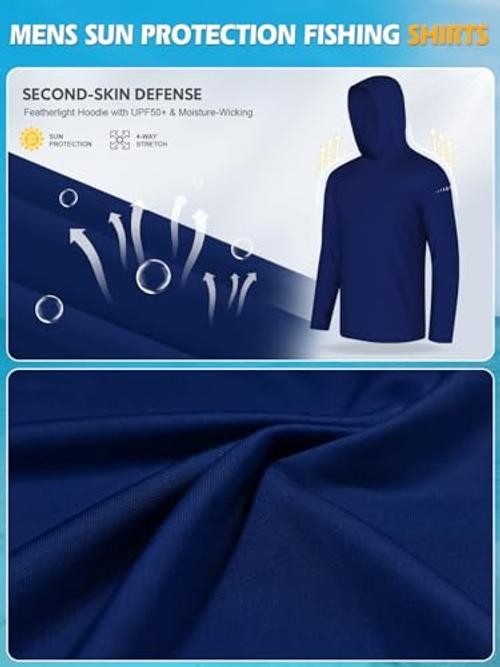 4 Pack Mens Sun Hoodie UPF Large Black-heather Deep Gray-deep Blue-army Green
