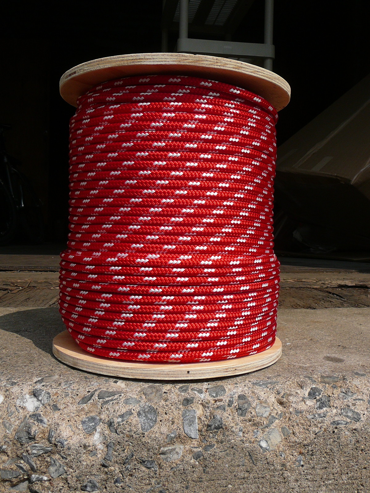 Sailboat Rigging Rope 5/16″ x 50′ Red/White Double Braided Sheet Halyard Line