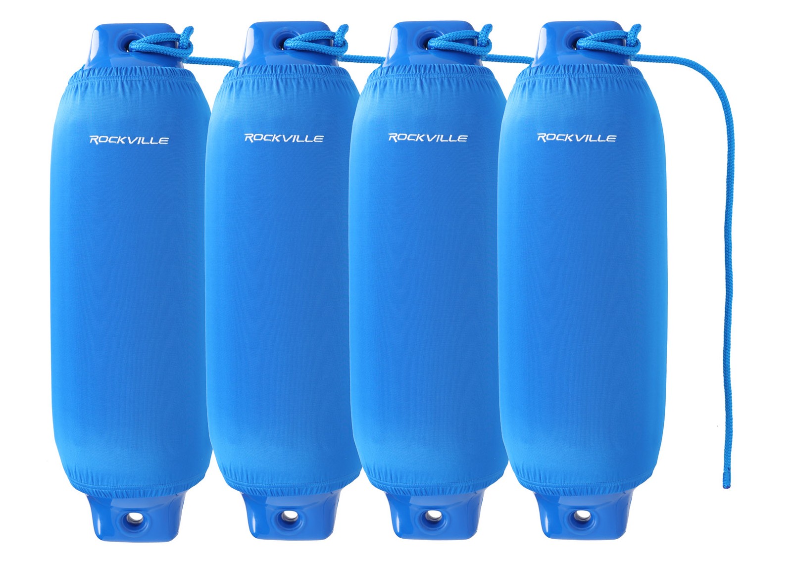 Rockville FEN485-BLUE Boat Fender Package 4 Bumpers 8.5″x27″, 4 Covers, 4 Lines