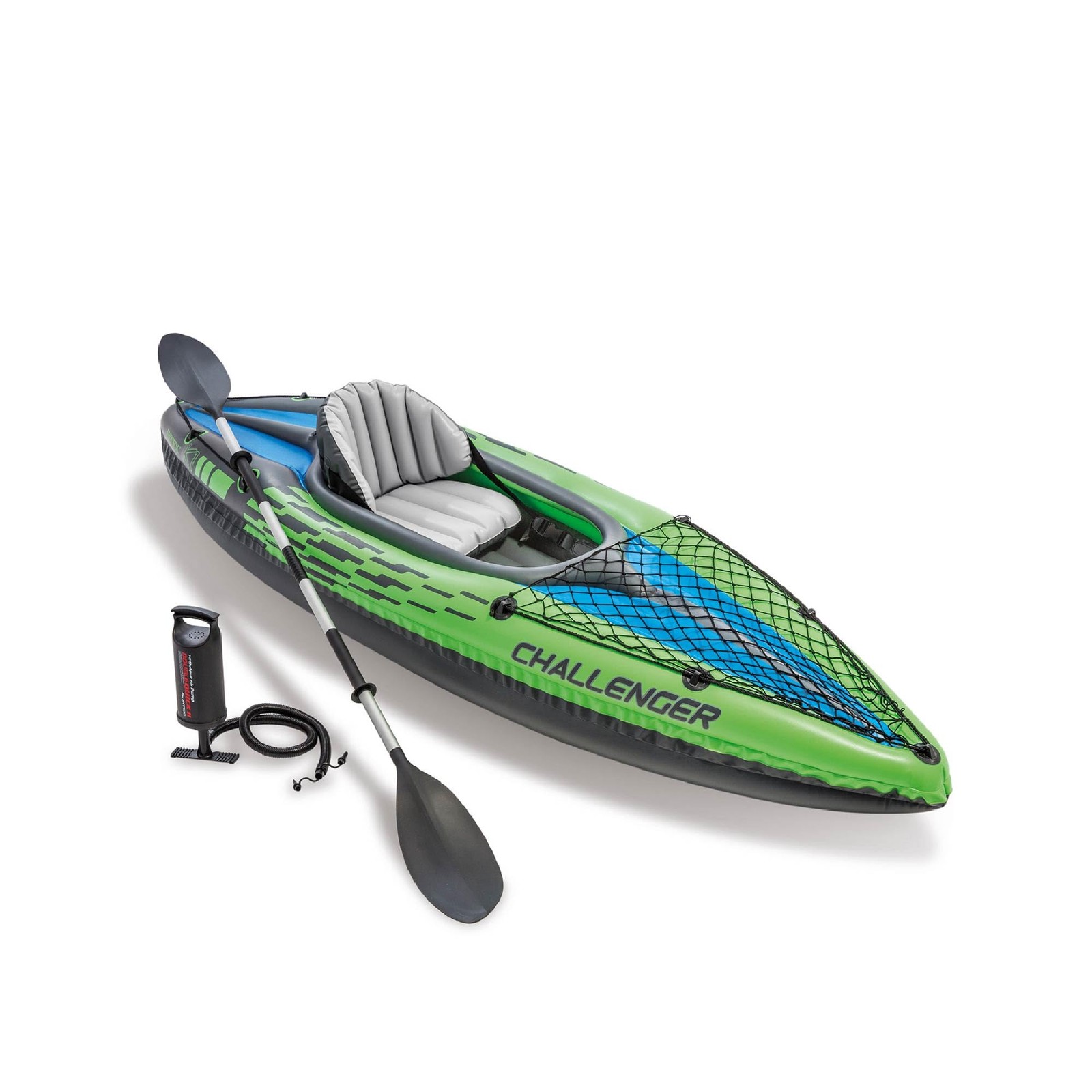 INTEX 68305EP Challenger K1 Inflatable Kayak Set: K1: 1-Person, Green/Blue