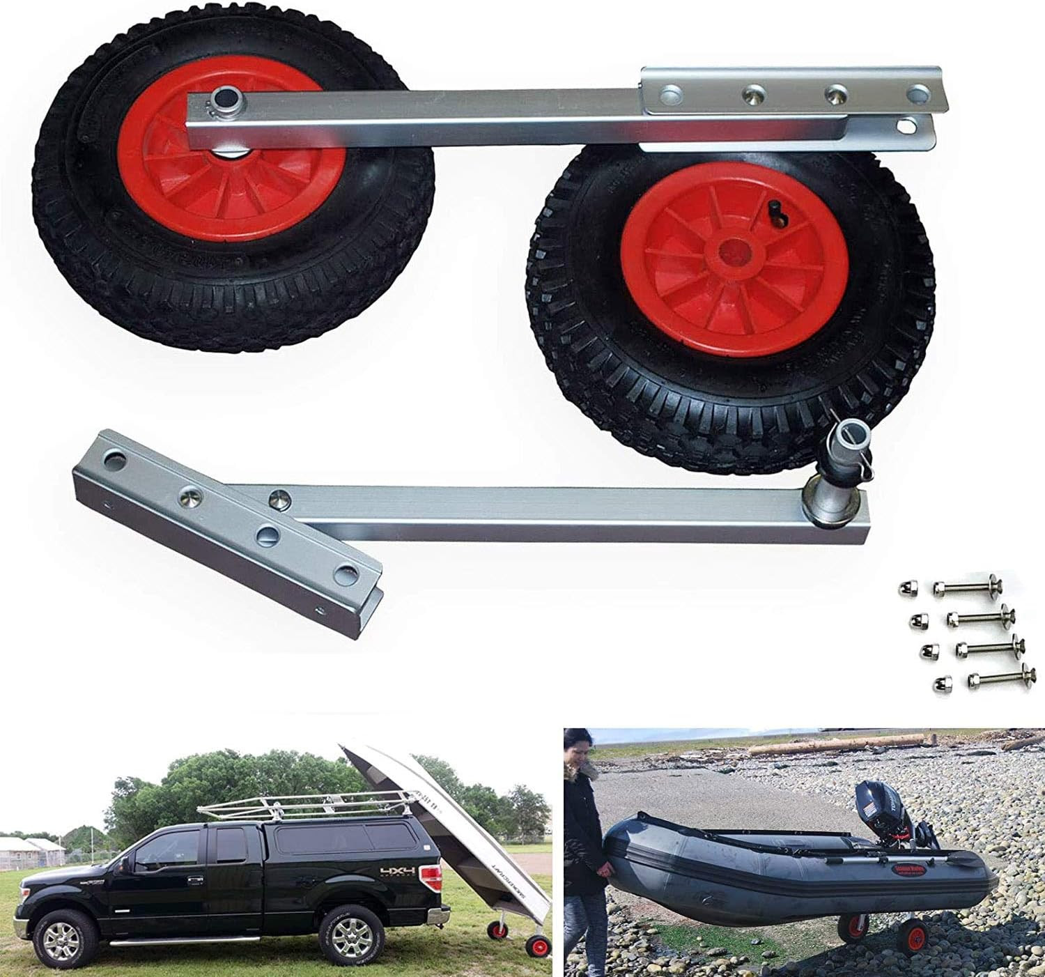 EZ Load Boat Launching Wheels Set for Inflatable Boat & Aluminum Boat, Support M