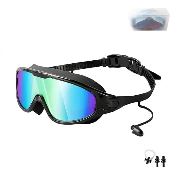 2 Pack Anti Fog Leak Proof Swim Goggles for Adults with Ear Plugs
