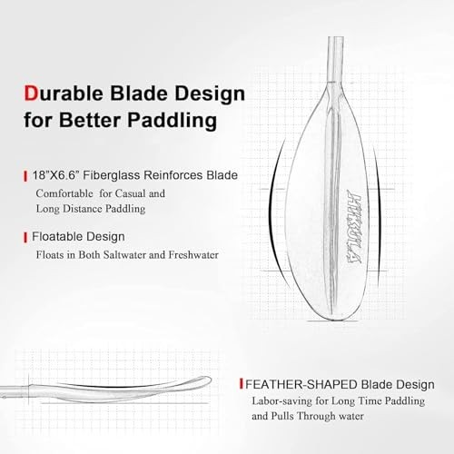 4-Pc Kayak Paddle Aluminum Shaft PP Blade Floating Adjustable 220cm 86-In