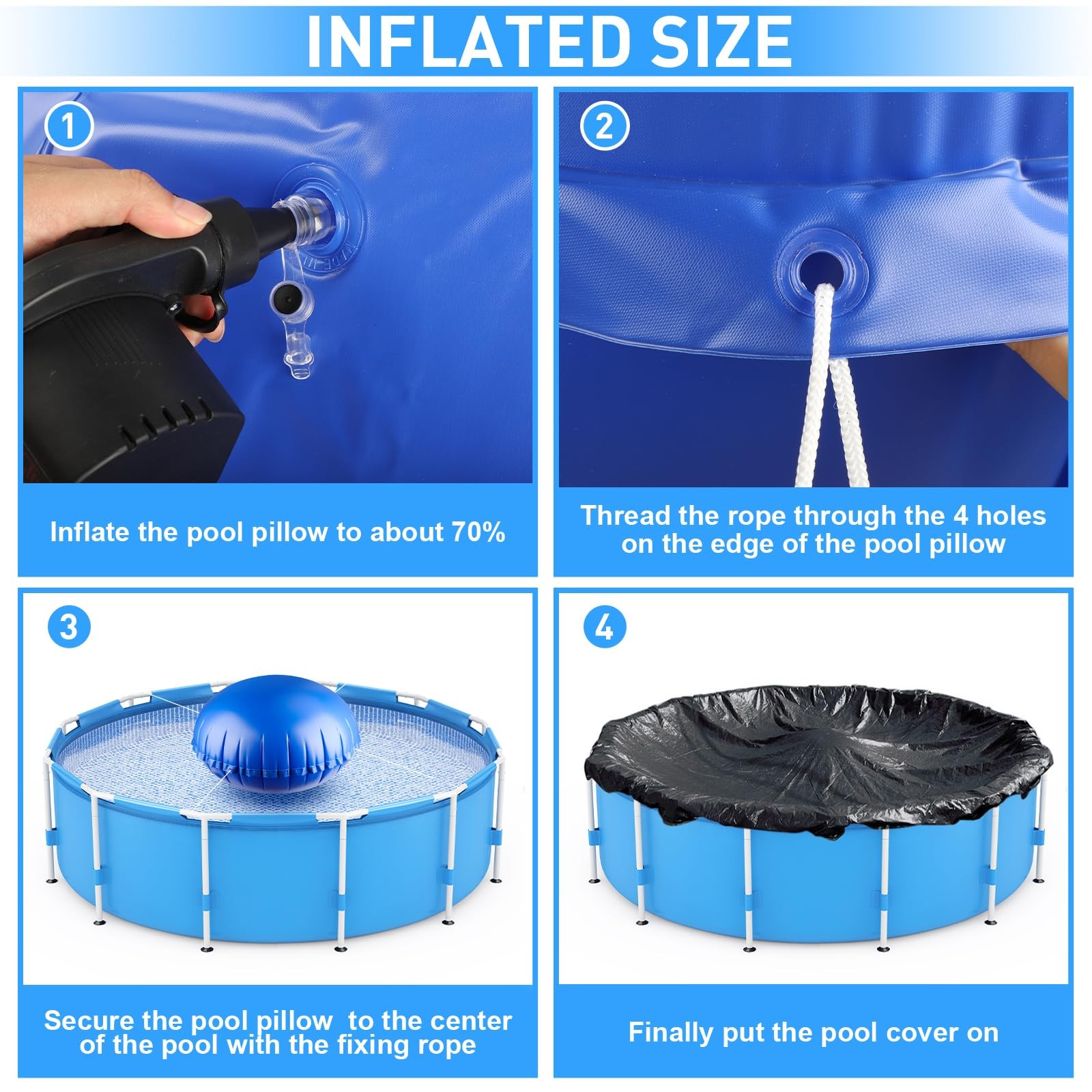 6′ x 6′ Pool Pillows for Above Ground Pools, Ultra-Thick Cold-Resistant Pool …