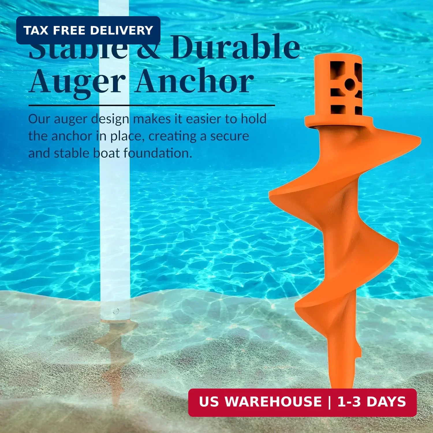 itayak Sand Dock Auger Kit for PVC Sandbar Anchors, Fits 1.5″ SCH 40 PVC Tubing
