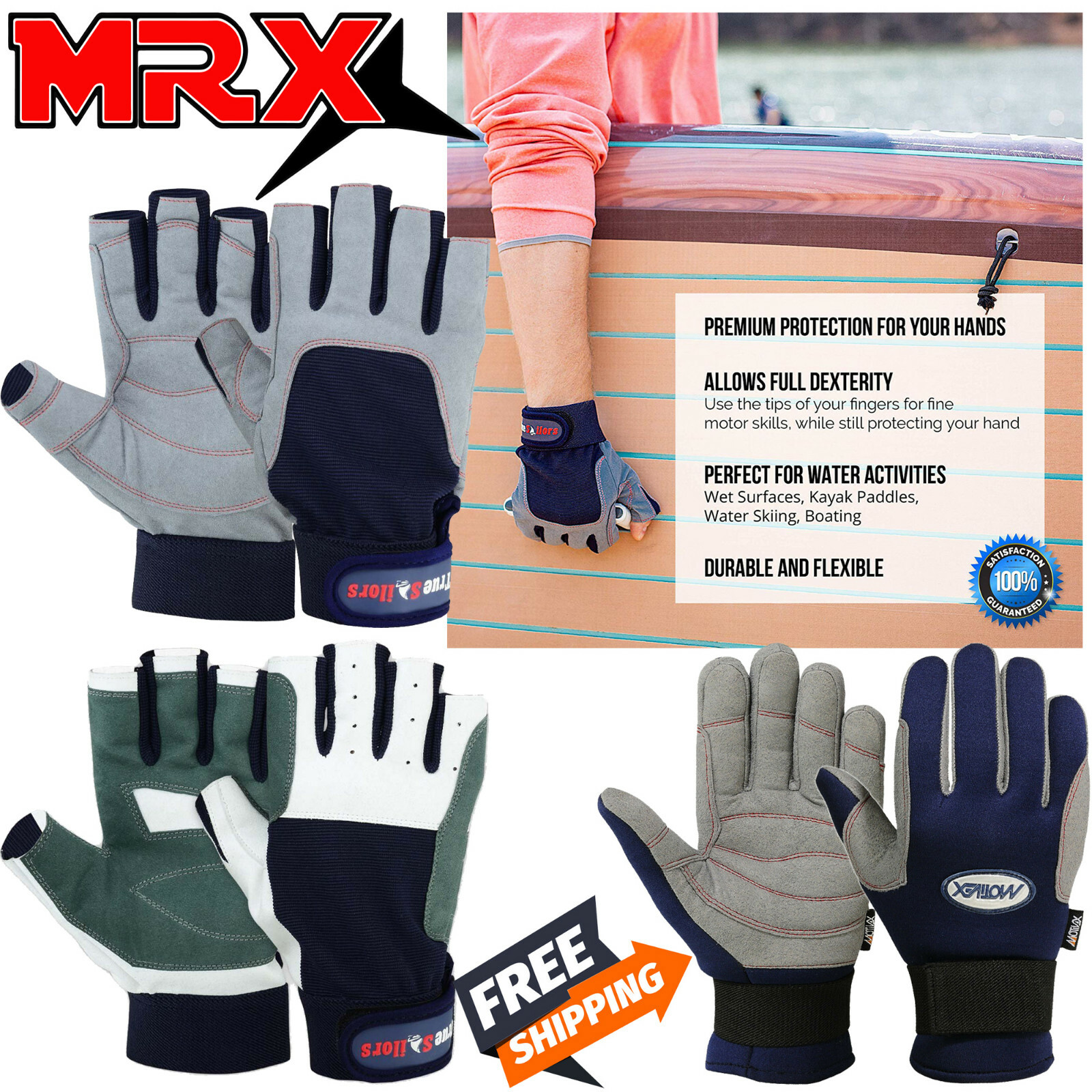 Sailing Gloves Yachting Paddling Kayaking Fishing Half Finger Water Sports Glove