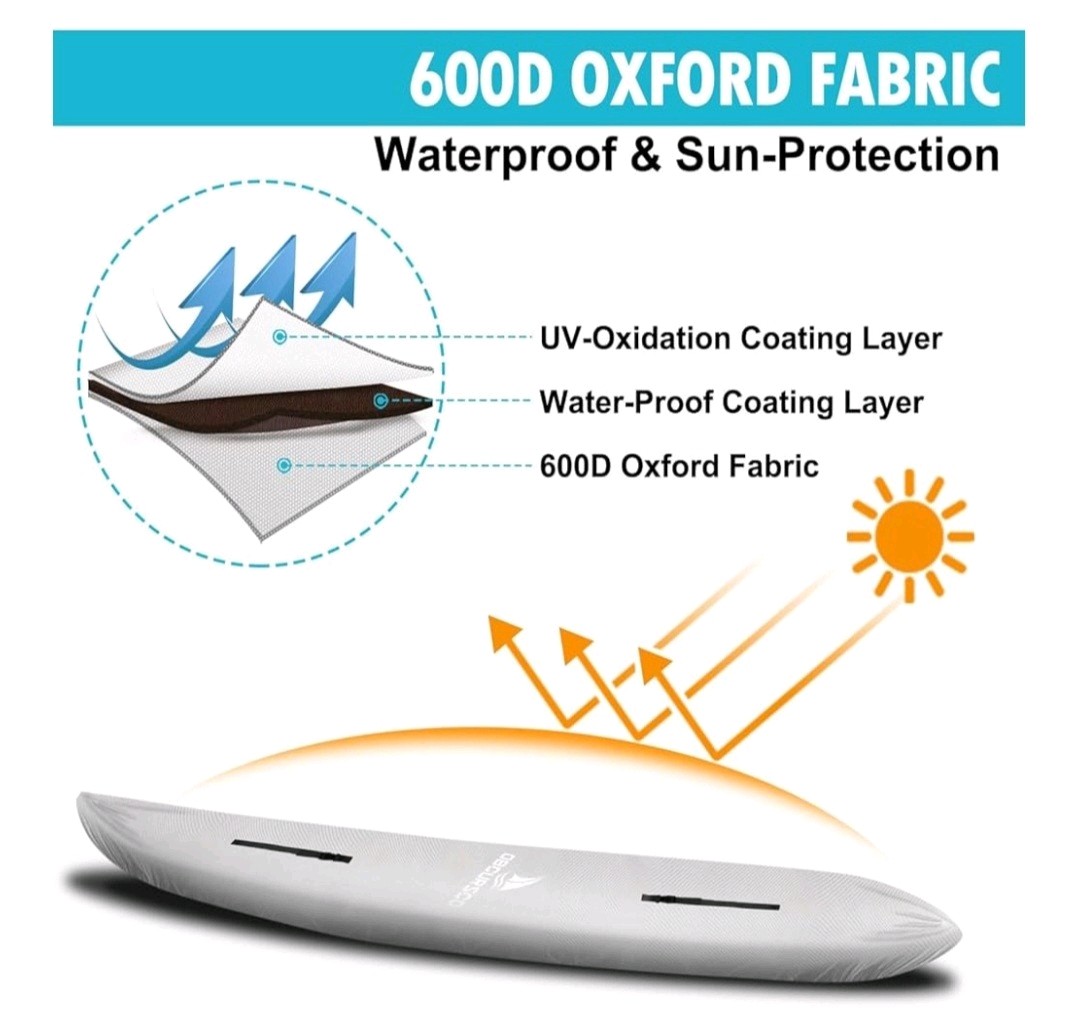 Obcursco 600D Medium Kayak Cover Waterproof 10.8-12ft Grey Fade Resistant