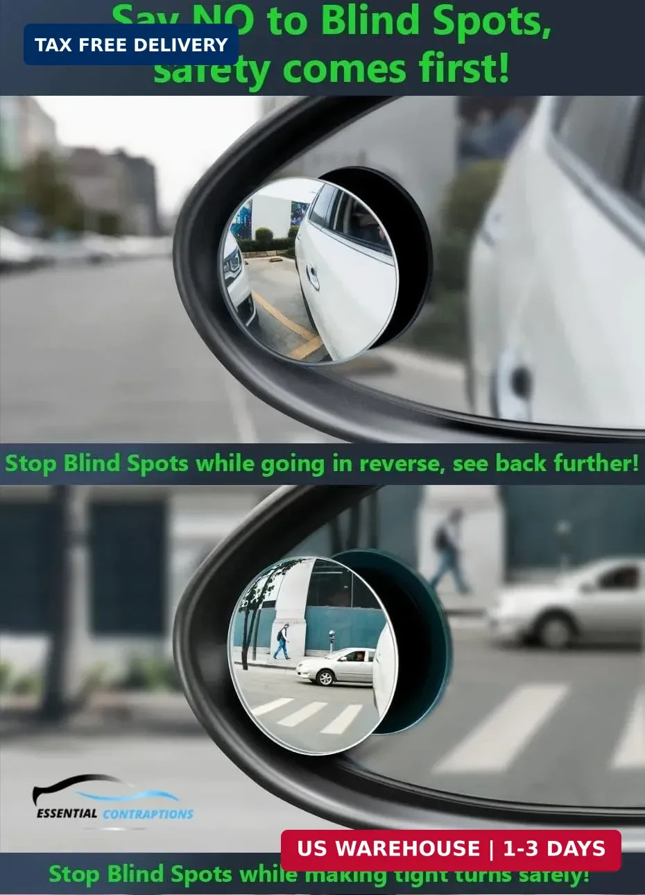 Blind Spot Car Mirror 2 Pack-2 Inch Round Rear View Convex Mirrors for Cars/SUVs