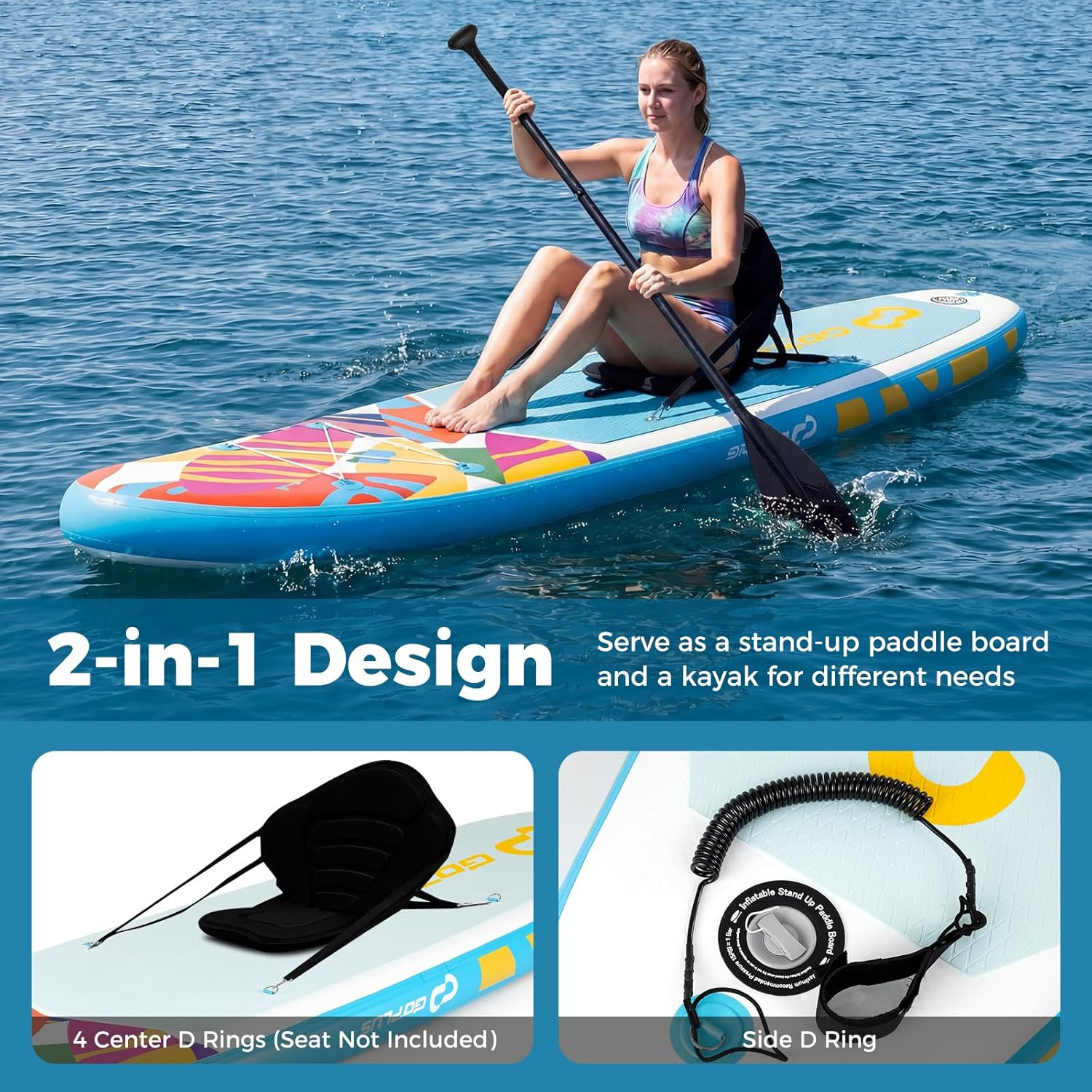 Inflatable Stand up Paddle Board, 10FT/10.5FT/11FT SUP with Accessory Pack, Adju