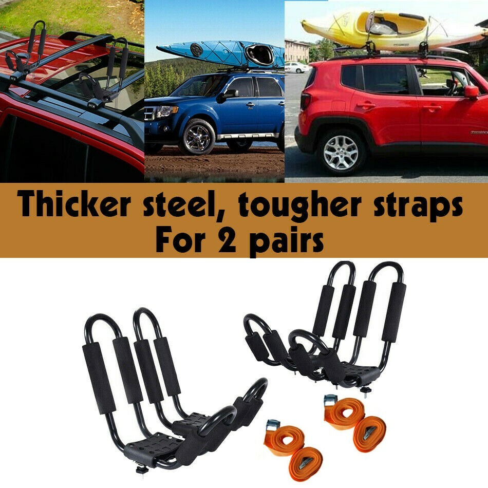 4 PCS Canoe Boat Kayak Roof Rack Car SUV Truck Top Mount Carrier J Cross Bar