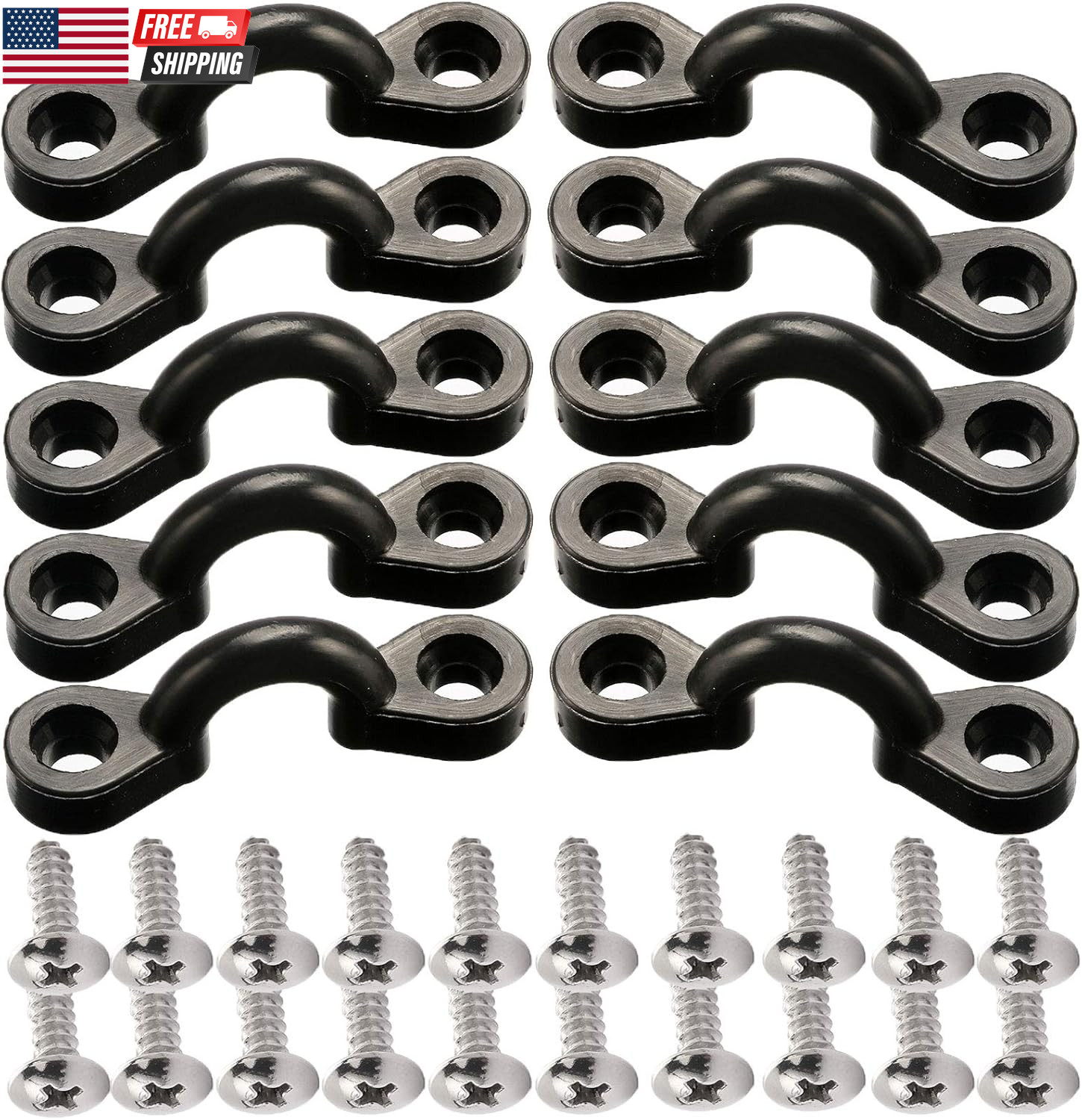 Kayak Pad Eye Kit, 10PCS Nylon Bungee Deck Loops Tie down Pad Eye with 20 Screws