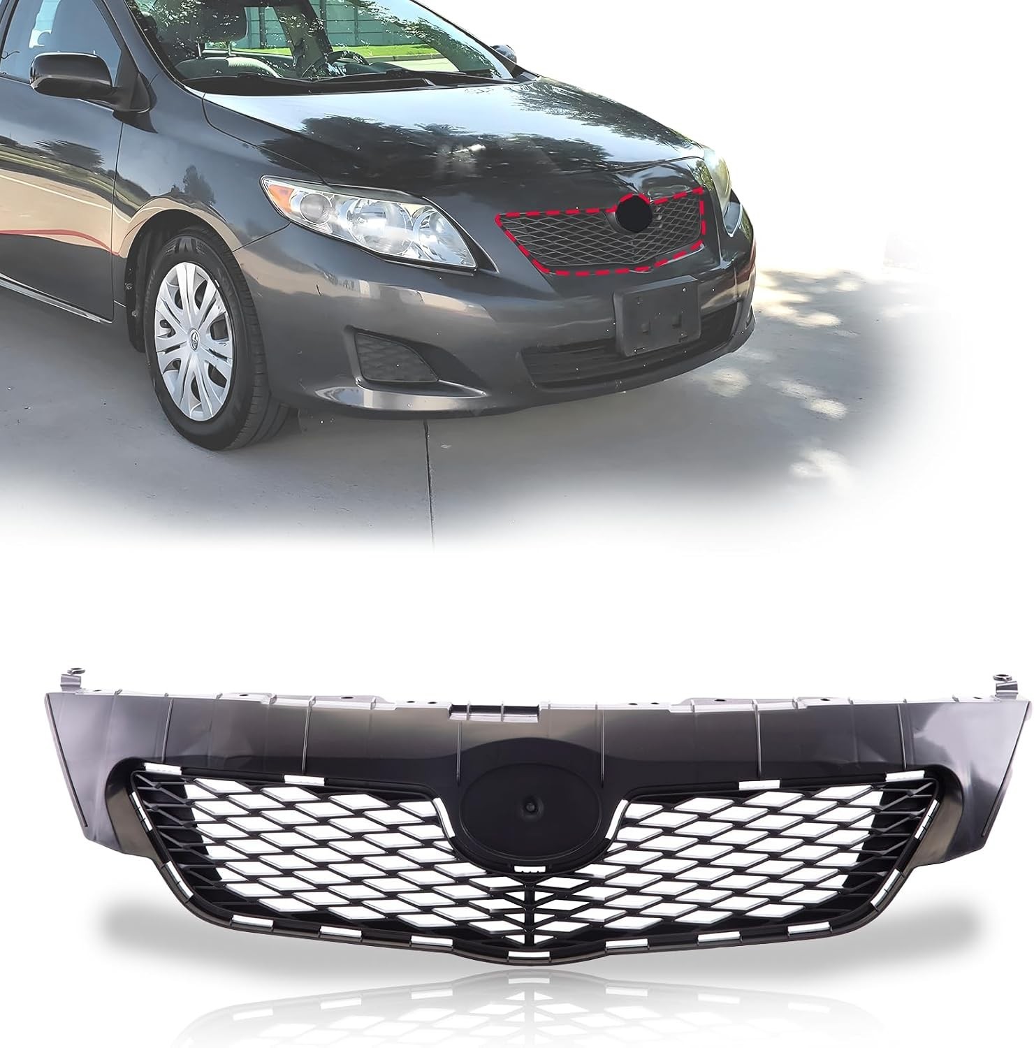 Depot Front Bumper Grill Grille Compatible With Corolla (2009-2010 Corolla)