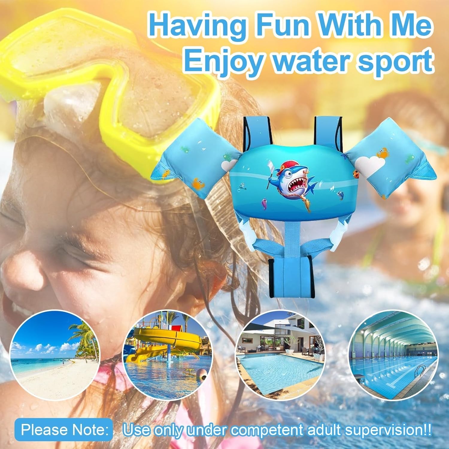 Chriffer Kids Swim Vest for 20-50 Pounds Boys and Girls Easy On/Off Clips New