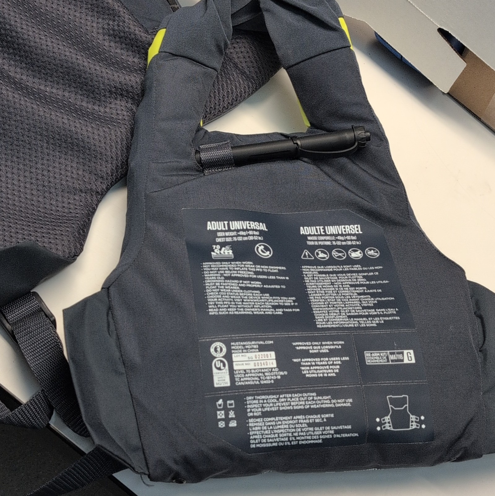 Mustang Survival MD7183 Adult Universal Inflatable PFD Life Jacket Black/Yellow