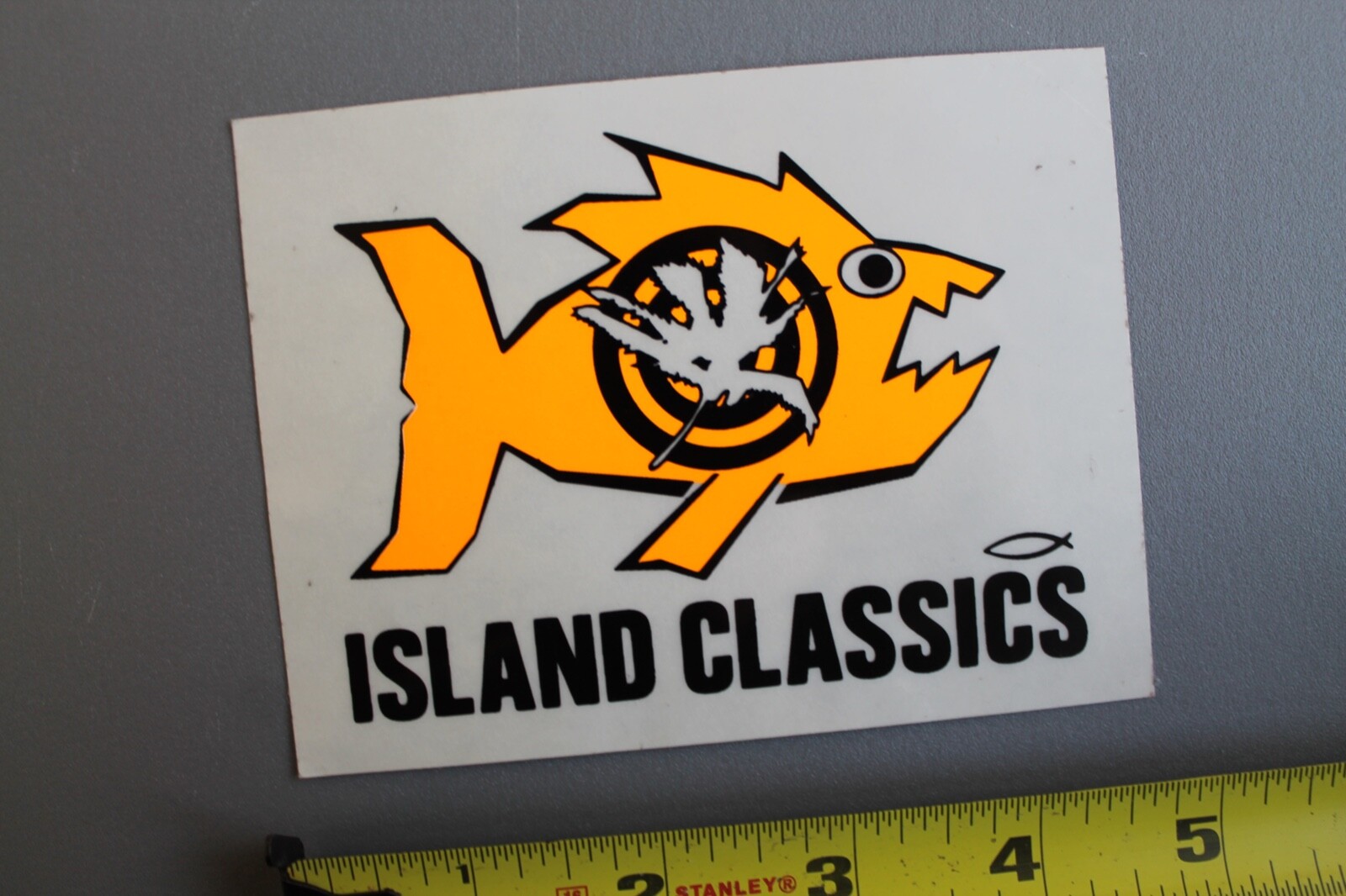 Island Classics Neon Fish Orange Hawaii OG Neon 80s V58B Vintage Surfing STICKER