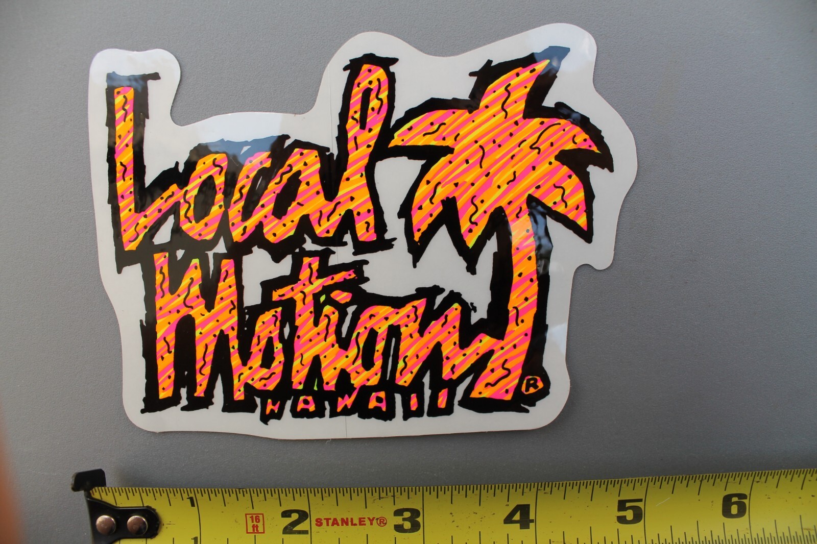 LOCAL MOTION Hawaii Clear Neon Aloha Orange OG LM2 80’s Vintage Surfing STICKER